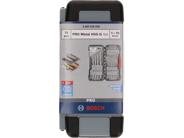 18-delni set svedrov HSS-G DIN 338 PRO Metal za kovino Bosch, 2607019578